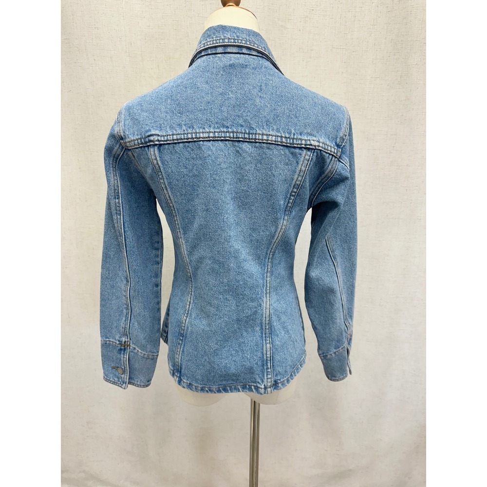 Moda International 90s Vintage  Cotton Blue Denim Shirt Jacket Small Tailored‎ - Picture 5 of 16